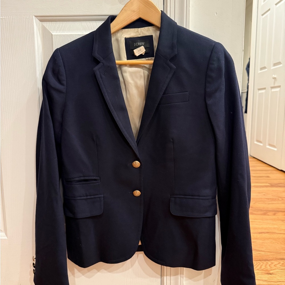 J. Crew Women's Dark Blue Blazer with Gold Buttons